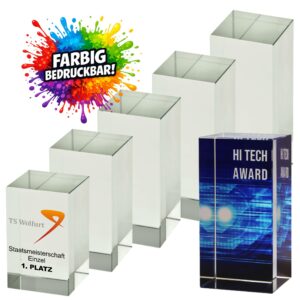 Glaspokal "Kristallglaswürfel" mit Farbdruck GS2677 | 5-16cm