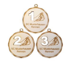 Holzmedaille Rund123 70 mm mit Lasergravur