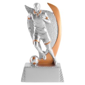 Fußball-Standpreis Lustenau S2650 aus Resin in Silber/Kupfer, 12 cm